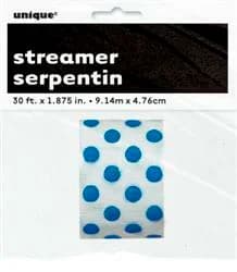 Royal Blue Polka Dot Streamer - 9.14m***