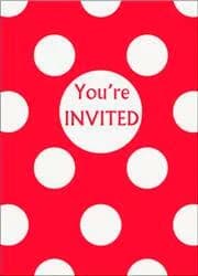 Ruby Red Polka Dot Invitations- Pk 8**