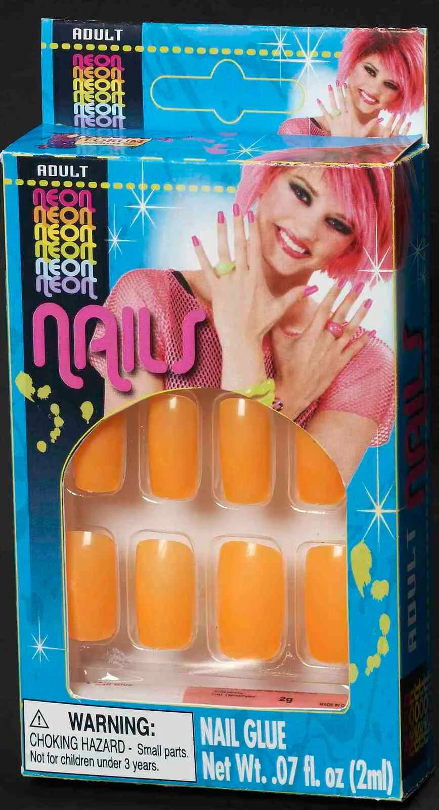 Neon Finger Nails-Orange