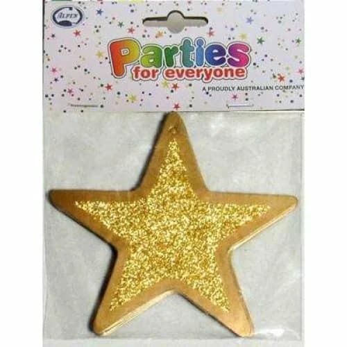 Gold Glitter Star Cutouts - Pk12