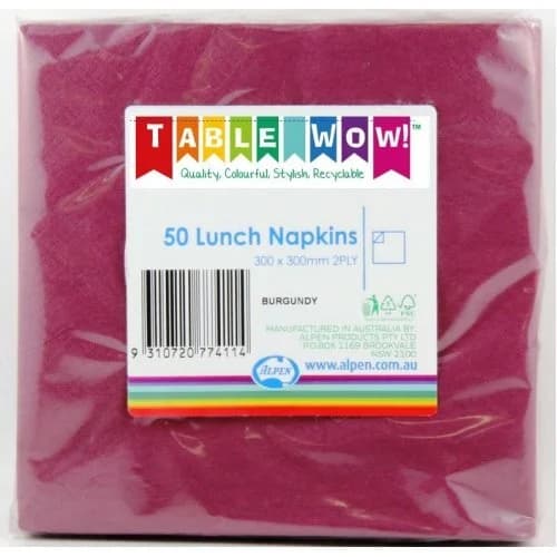 Burgundy Lunch Napkins (30cm) - Pk 50