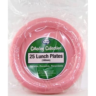 Light Pink Reusable Plastic Lunch Plates 18cm 20 Pack