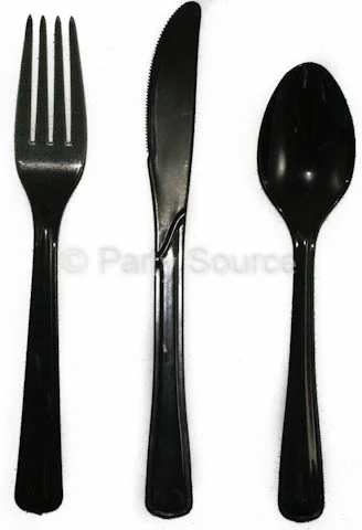 Reusable Black Plastic Knives - Pk 20