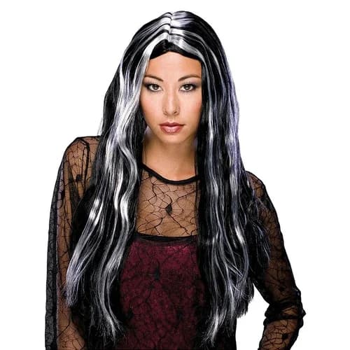 Long Witch Grey Streaked Wig - Adults