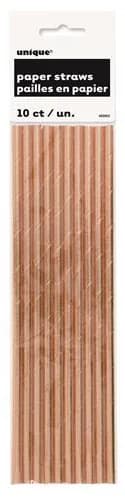Rose Gold Foil Paper Straws - Pk 10