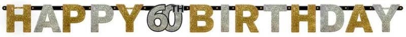 60th Birthday Sparkling Letter Banner (2.13m)