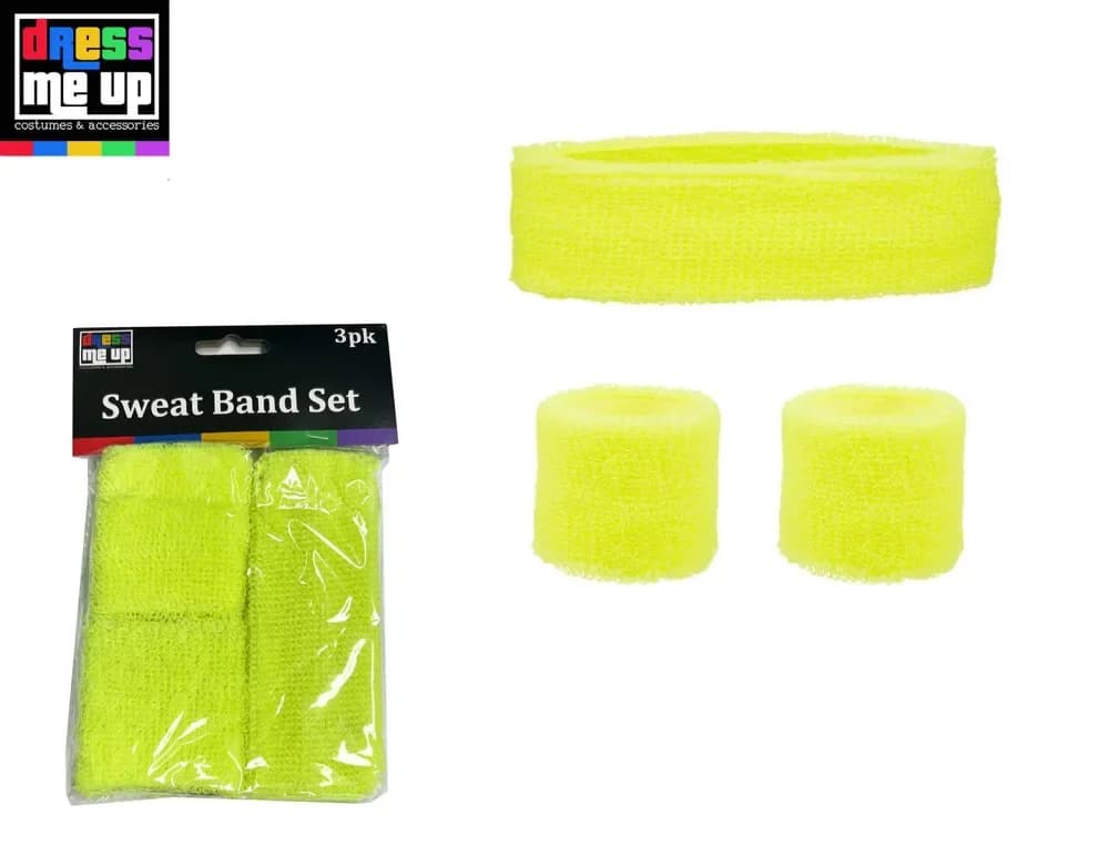 Neon Yellow Headband & Sweatband Set