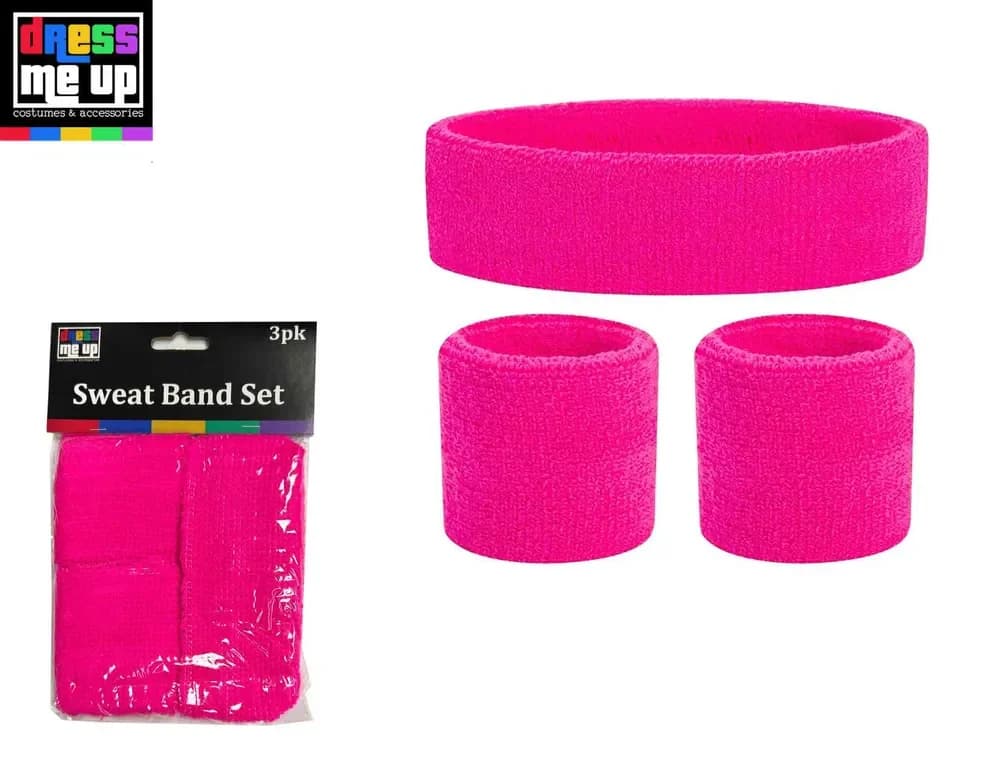 Neon Pink Headband & Sweatband Set