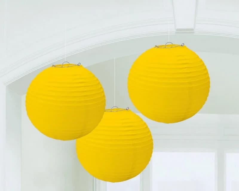 Sunny Yellow Paper Lanterns (24cm) - Pk 3