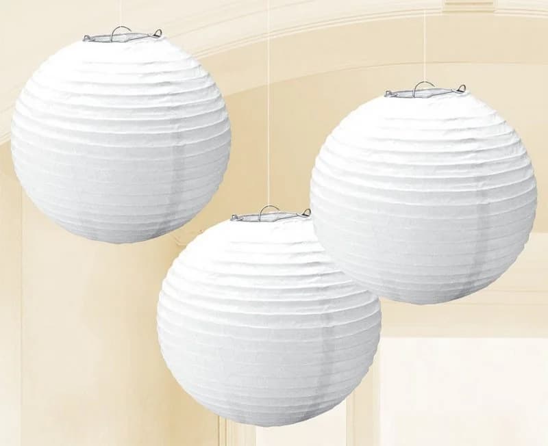 Frosty White Paper Lanterns 24cm - Pk 3