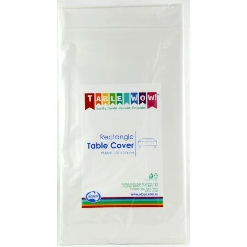 White Rectangular Plastic Tablecover 137 x 274cm