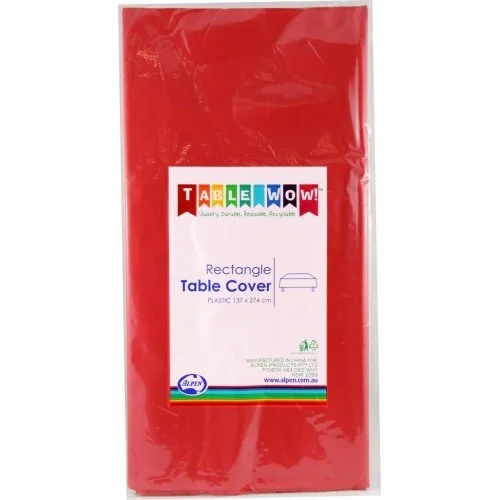 Red Rectangle Plastic Tablecover 137 x 274cm