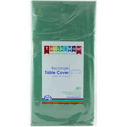 Hunter Green Rectangle Plastic Tablecover 137 x 274cm