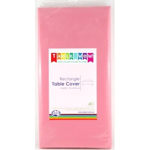 Light Pink Rectangle Plastic Tablecover 137 x 274cm