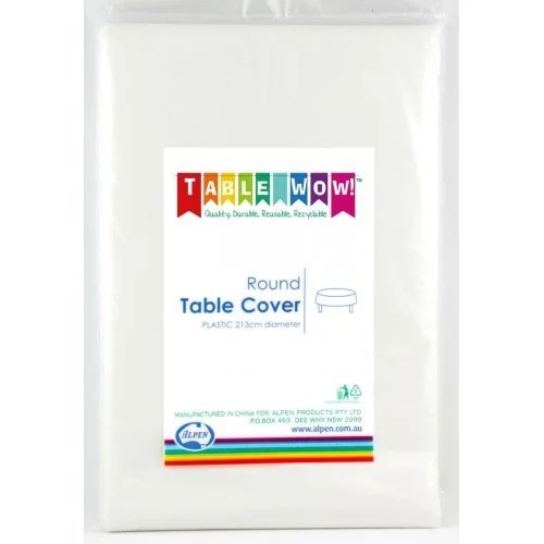 White Round Plastic Tablecover 213cm