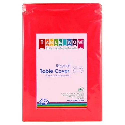 Red Round Plastic Tablecover 213cm