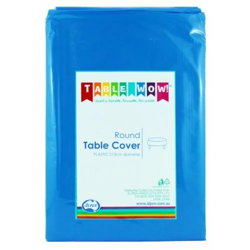Royal Blue Round Plastic Tablecover 213cm
