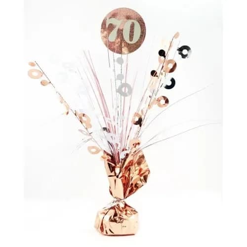 70th Rose Gold Balloon Weight Centrepiece