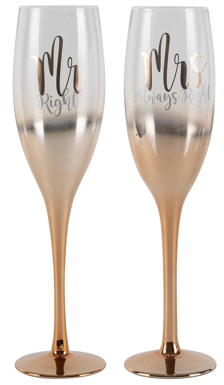 Mr And Mrs Rose Gold Ombre Champagne Set