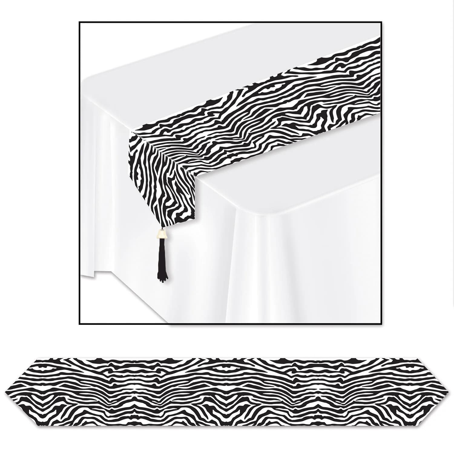 Zebra Print Plastic Table Runner (1.8m)