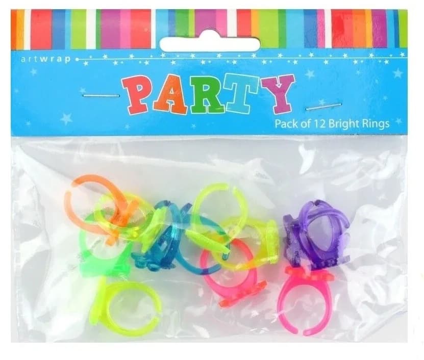 Neon Plastic Rings - Pk 12
