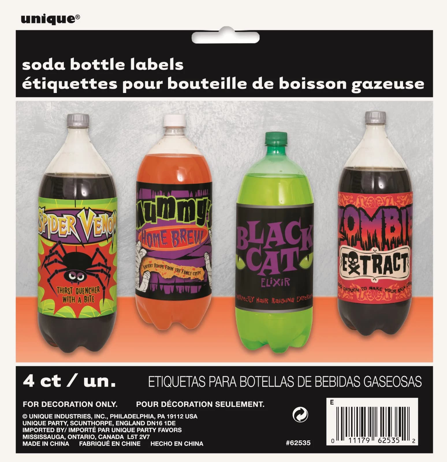 Halloween Soda Bottle Labels - Pk 4