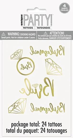 Bride-To-Be Foil Gold Temp Tattoos - Pk 24