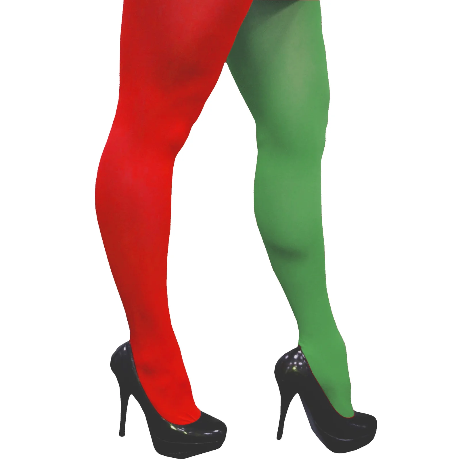 2-Tone Red & Green Tights - Elf Costume