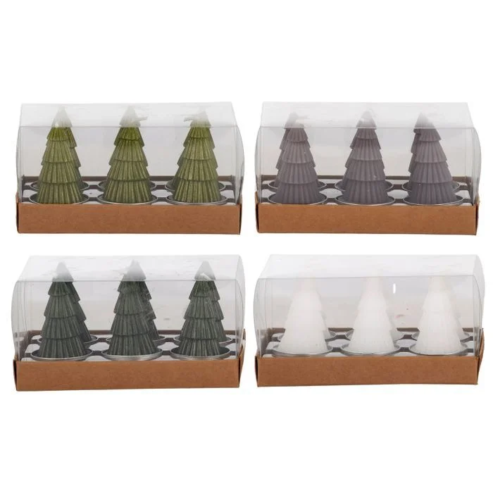 Christmas Tree Tea Candles - Pk 6 (Assorted)