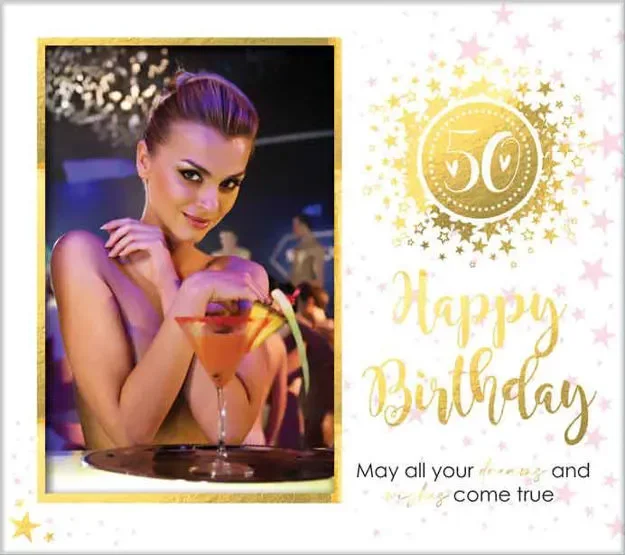 50th Birthday Glitterati MDF Photo Frame*