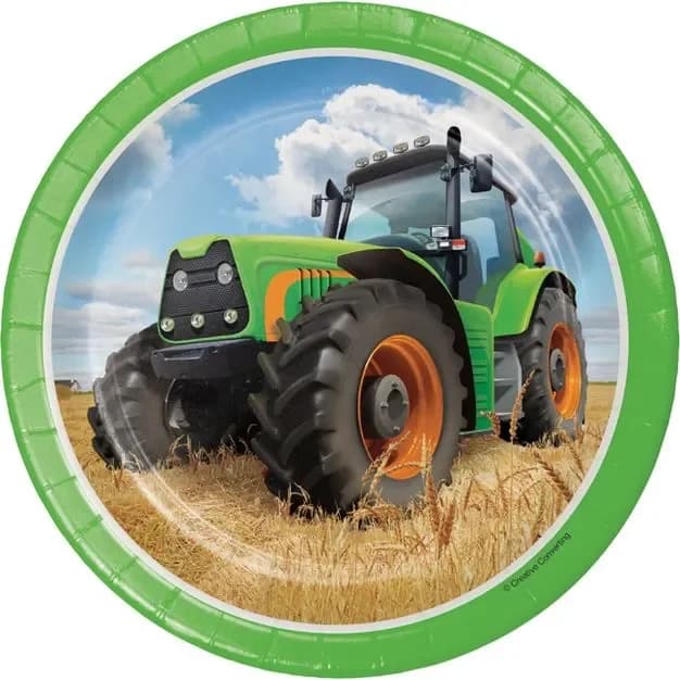 Tractor Time 17cm Paper Plates - Pk 8