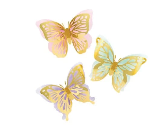 Butterfly Shimmer Cutout Wall Decorations - Pk 3