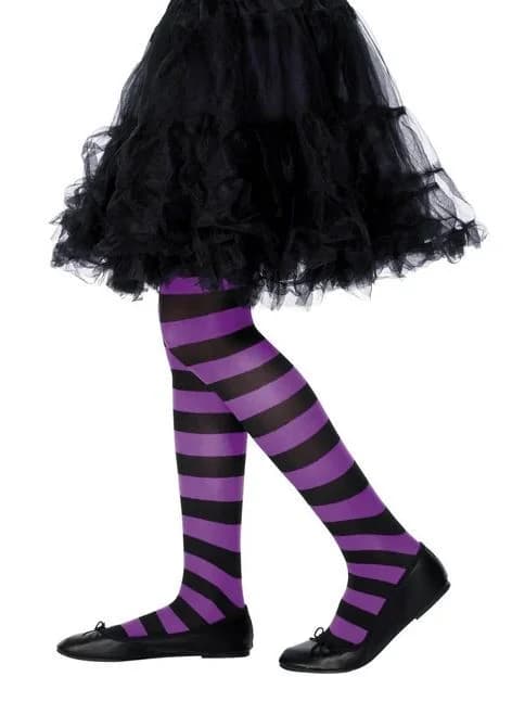 Kids Striped Tights – Purple
