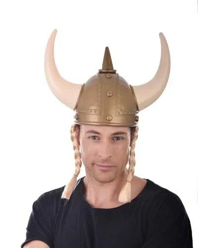 Viking Helmet with Blonde Plaits