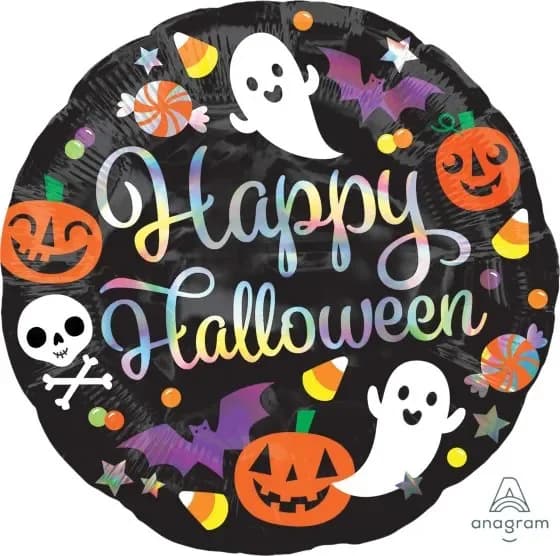 Happy Halloween Holographic Round Foil Balloon (45cm)