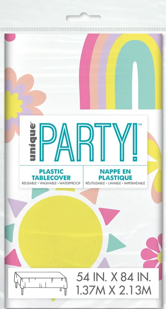 Pastel Rainbow Plastic Table Cover (137x213cm)*