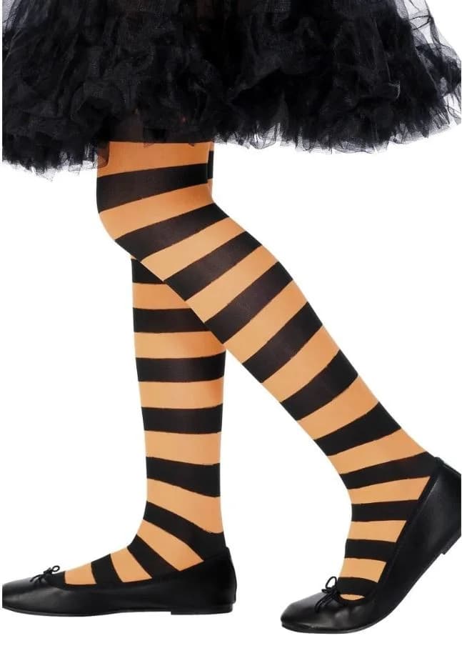 Kids' Striped Orange and Black Tights