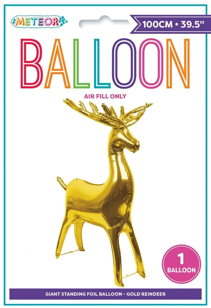 Giant Standing Gold Reindeer Foil Balloon (1m)