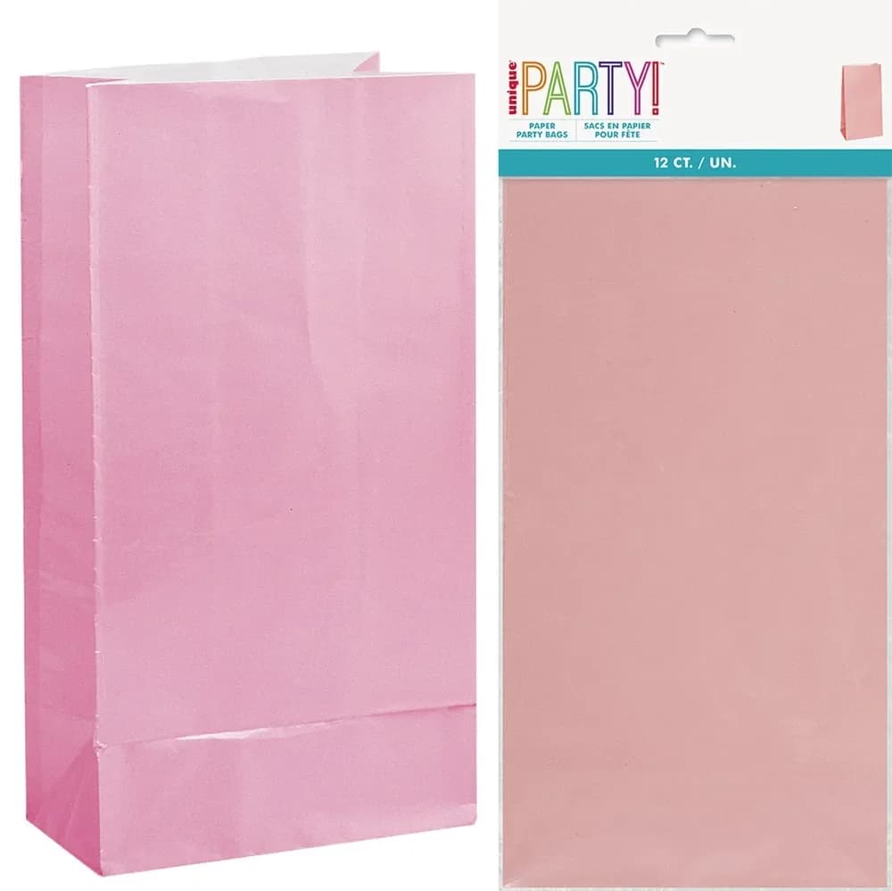 Lovely Pink Paper Treat Bags - Pk 12