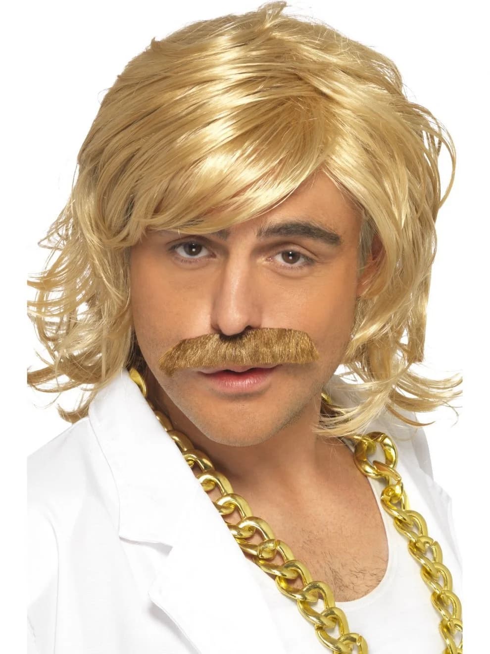 Adults' Retro Blonde Wig & Mo' Set