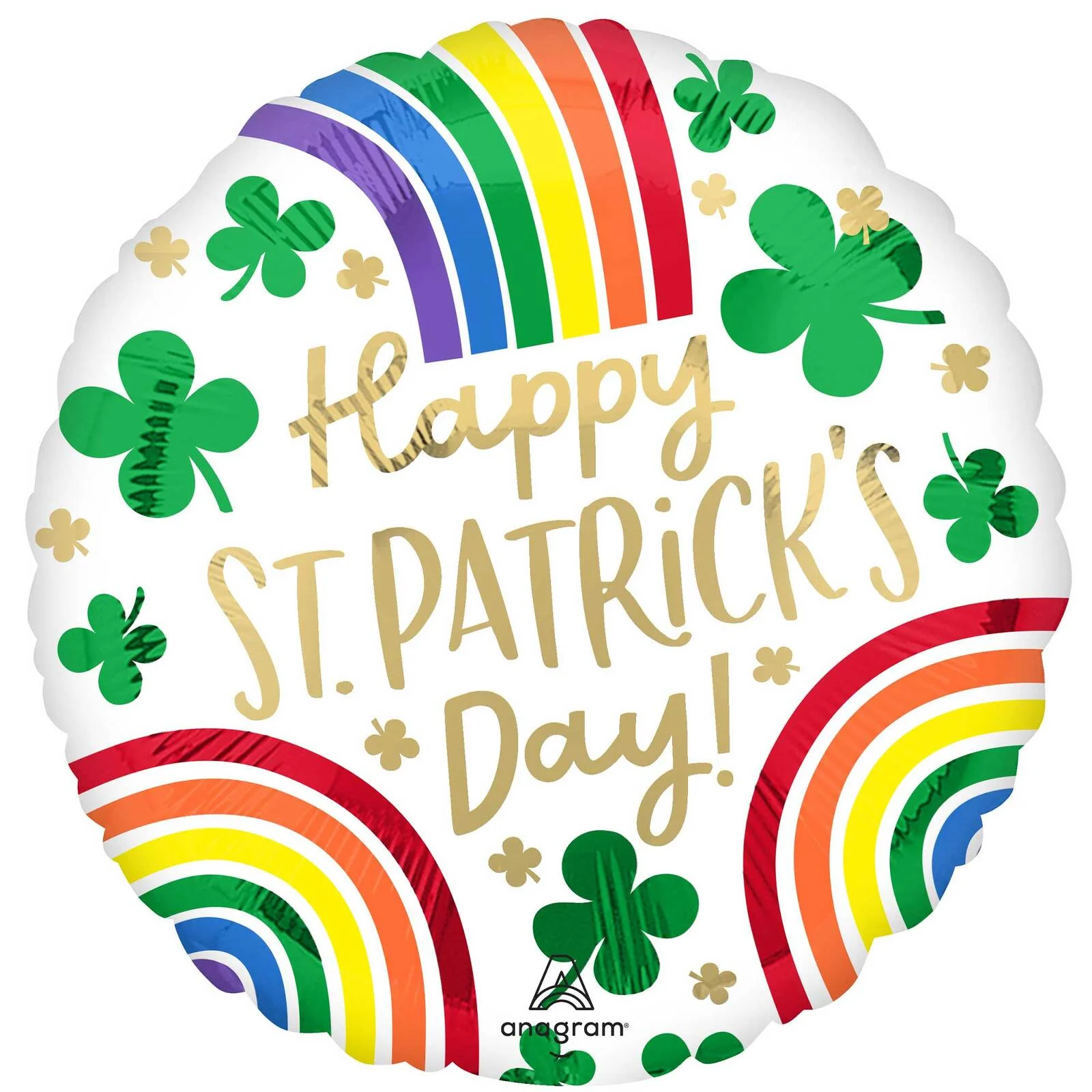 45cm St. Patrick's Day Rainbow Round Foil Balloon