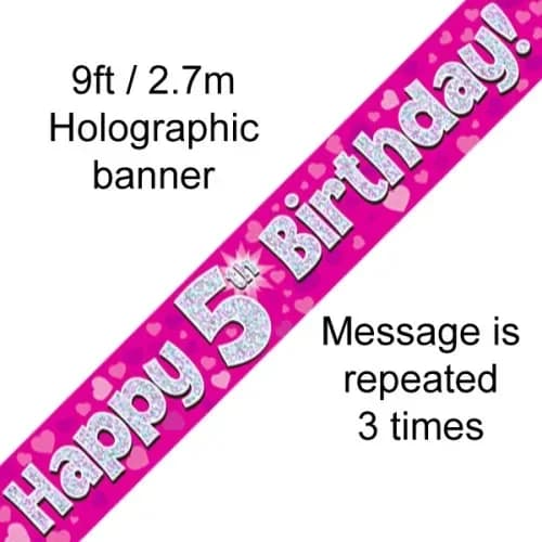 5th Birthday Pink Holo Banner (2.7M)