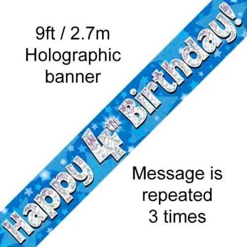 4th Birthday Blue Holo Banner (2.7M)