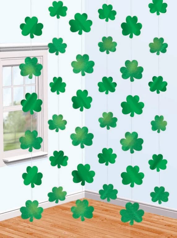 Shamrocks Hanging Foil String Decorations - 2.1M Long