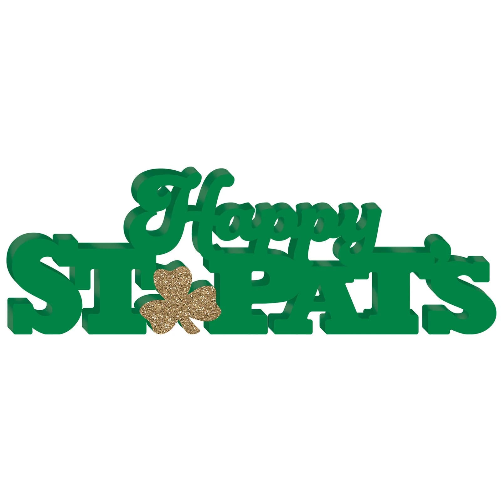 Happy St Pat'S Mdf Standing Sign Glittered (38Cm X 13Cm)