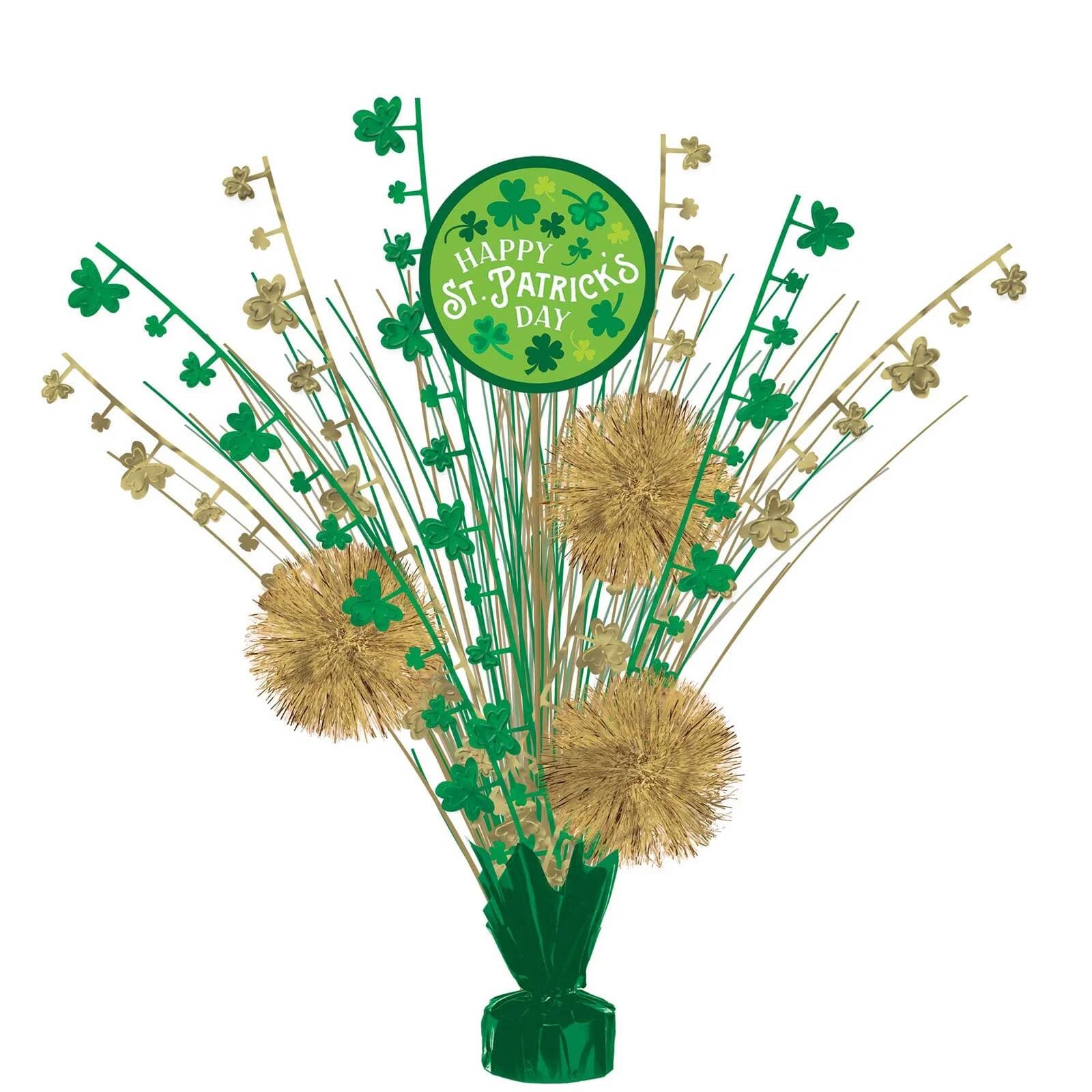 Happy St Patrick's Day Tinsel Burst Spray Centrepiece (45cm)