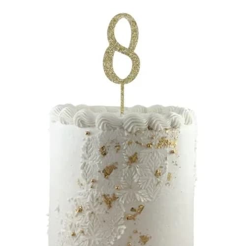 Gold Glitter Number 8 Cake Topper