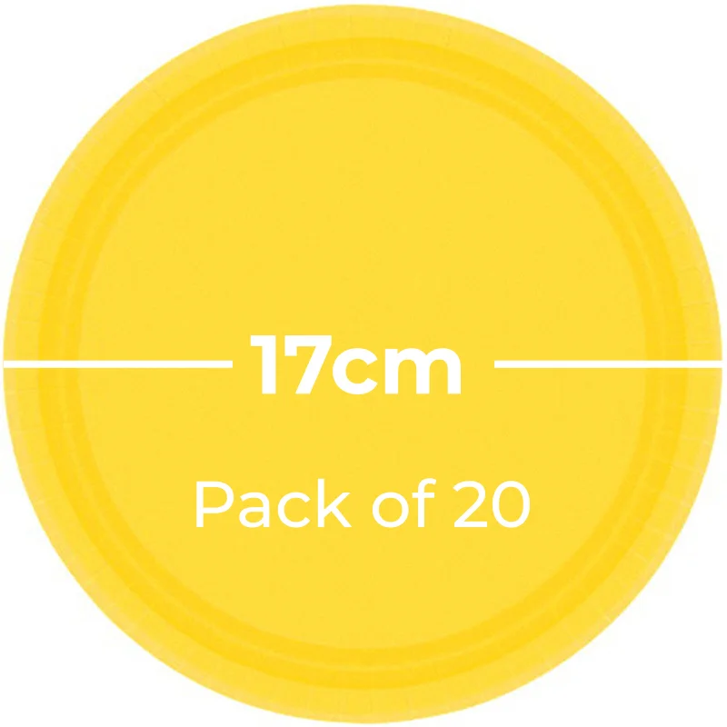 Paper Plates 17cm Round 20CT FSC - Yellow Sunshine Pk 20