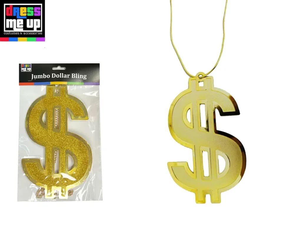 Jumbo Gold Dollar Sign Bling Necklace