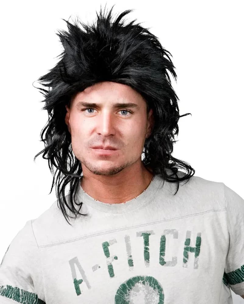 Messy Mullet Wig Black